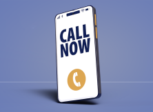 A phone handset displaying "Call Now".