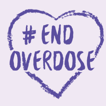 Graphic representing International Overdose Awareness Day with a heart drawn in pencil and the hashtag End Overdose.